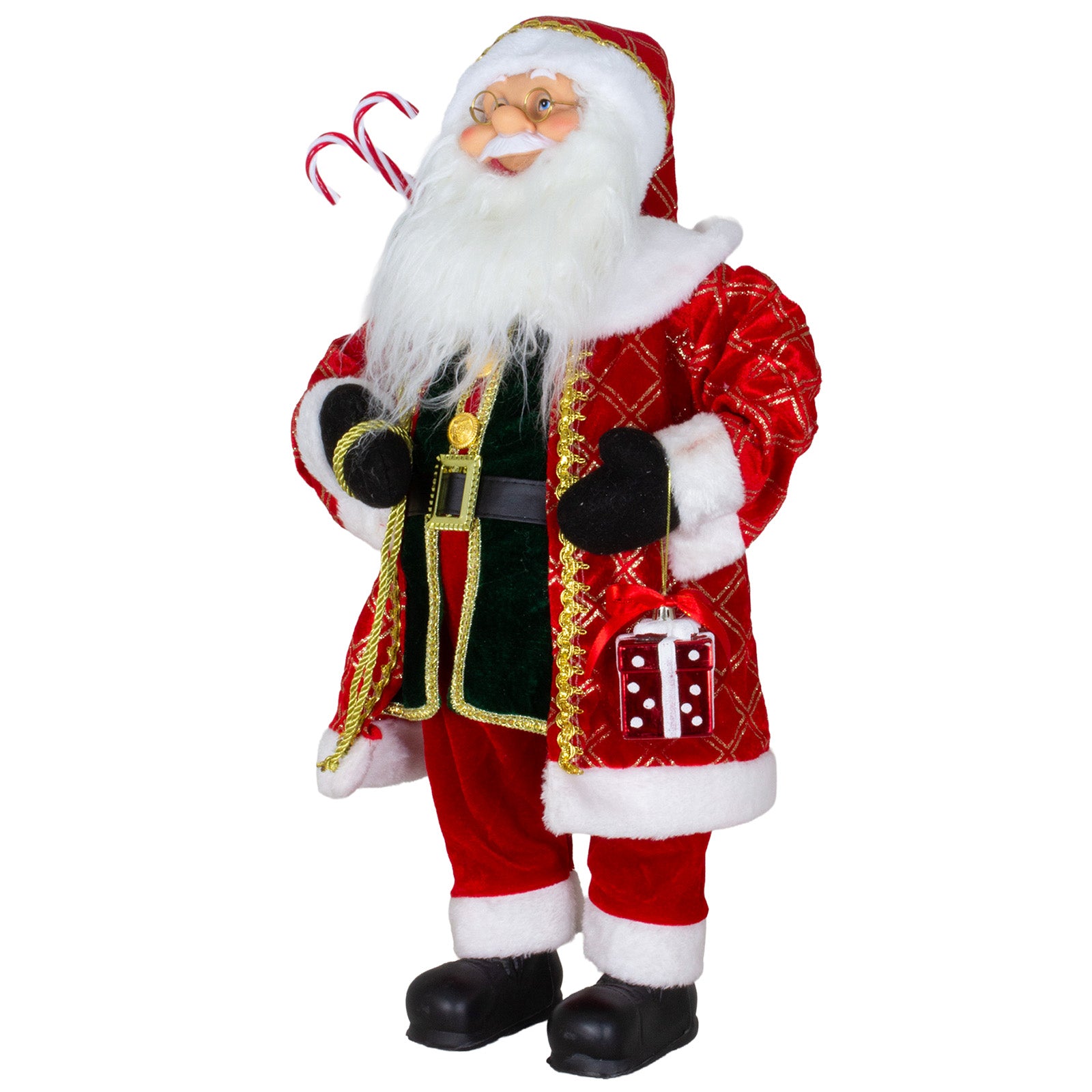 Santa Claus 60 cm in Red-Gold with Gift Sack and Lantern