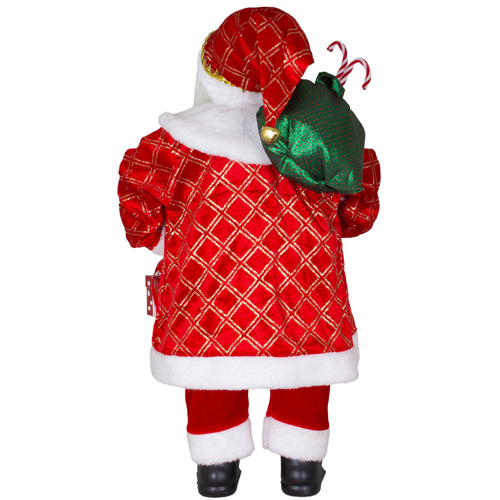 Santa Claus 60 cm in Red-Gold with Gift Sack and Lantern