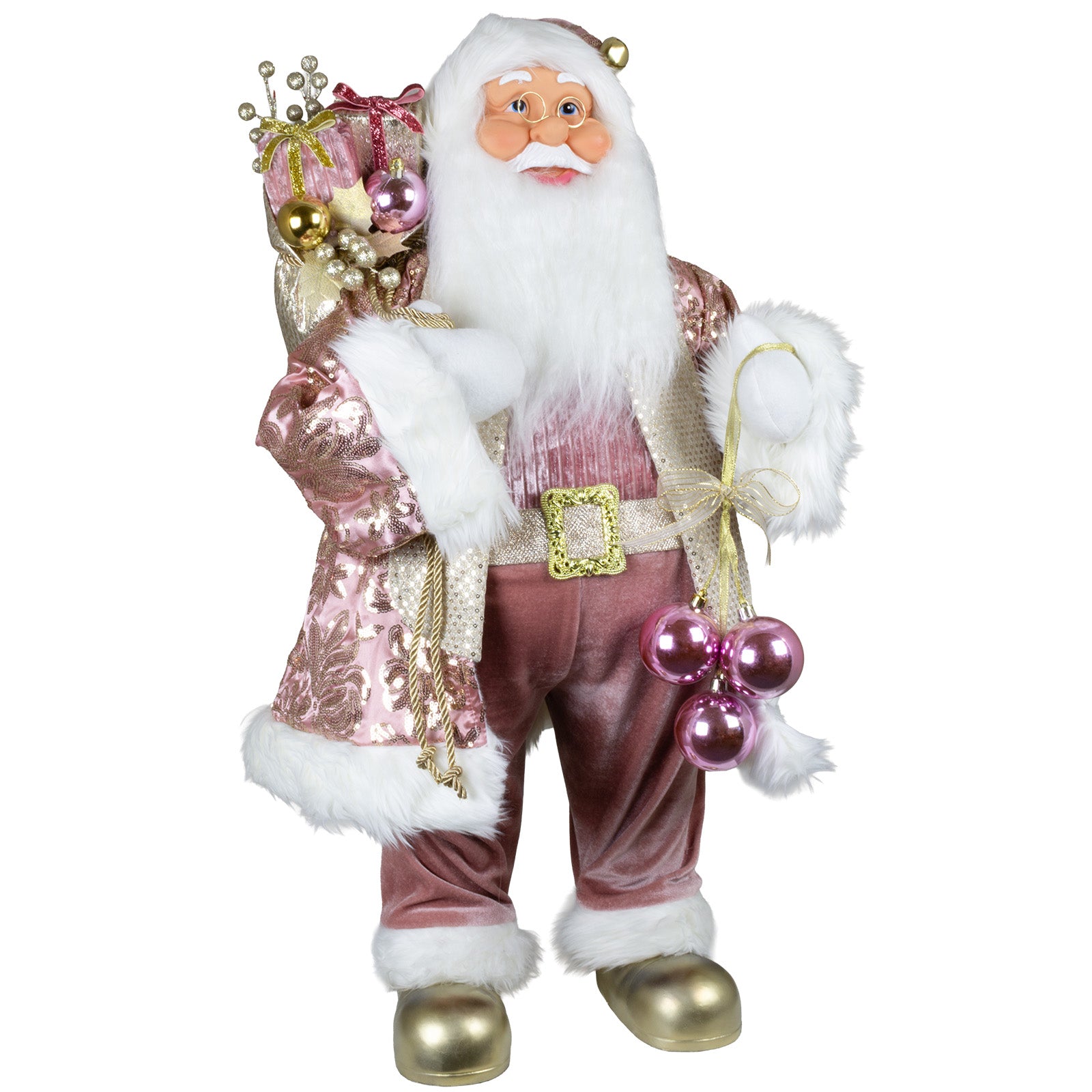Weihnachtsmann Figur 80 cm – Rosa Santa mit goldenen Details