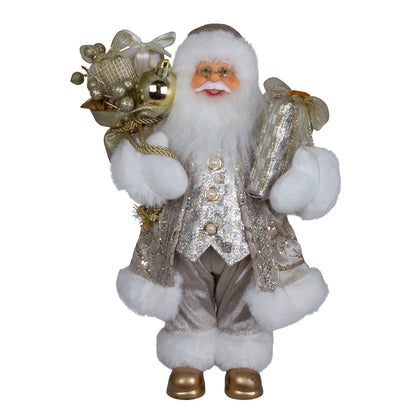 Weihnachtsmann 30cm Santa stehend mit Langem Mantel und Geschenken