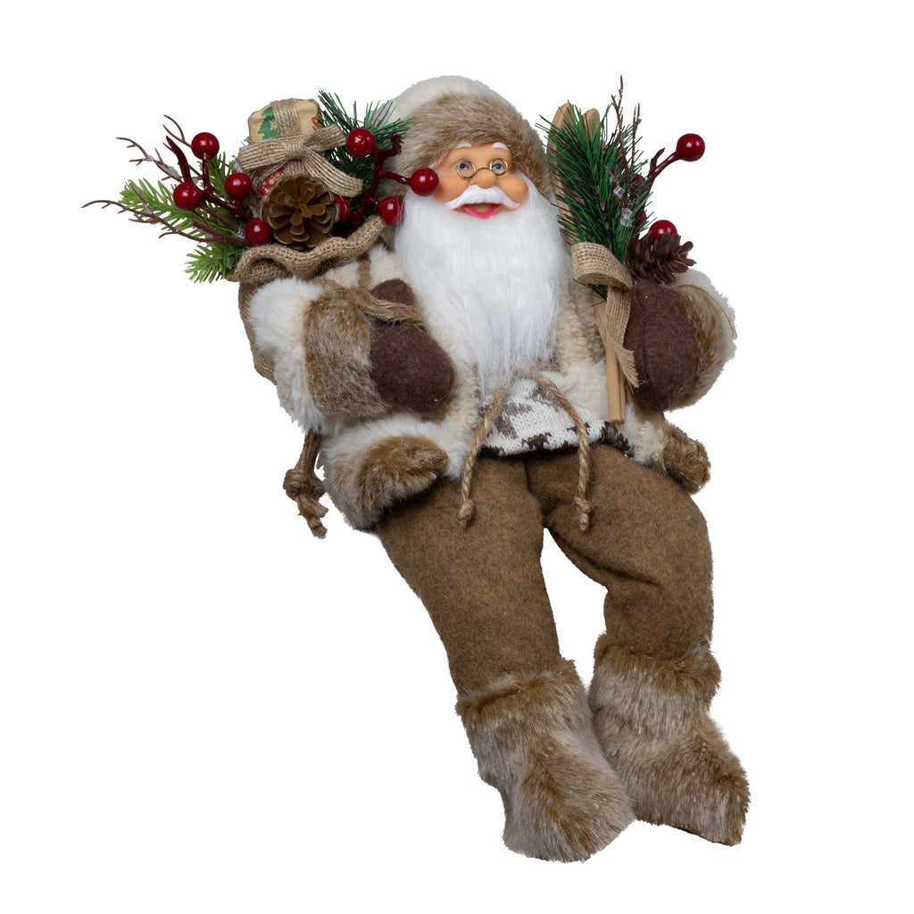 Weihnachtsmann 30 cm Santa mit braunem langem Mantel
