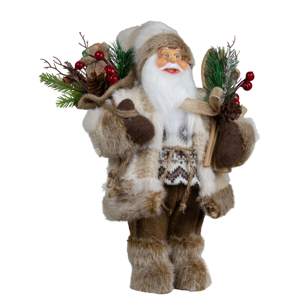 Weihnachtsmann 30 cm Santa mit braunem langem Mantel