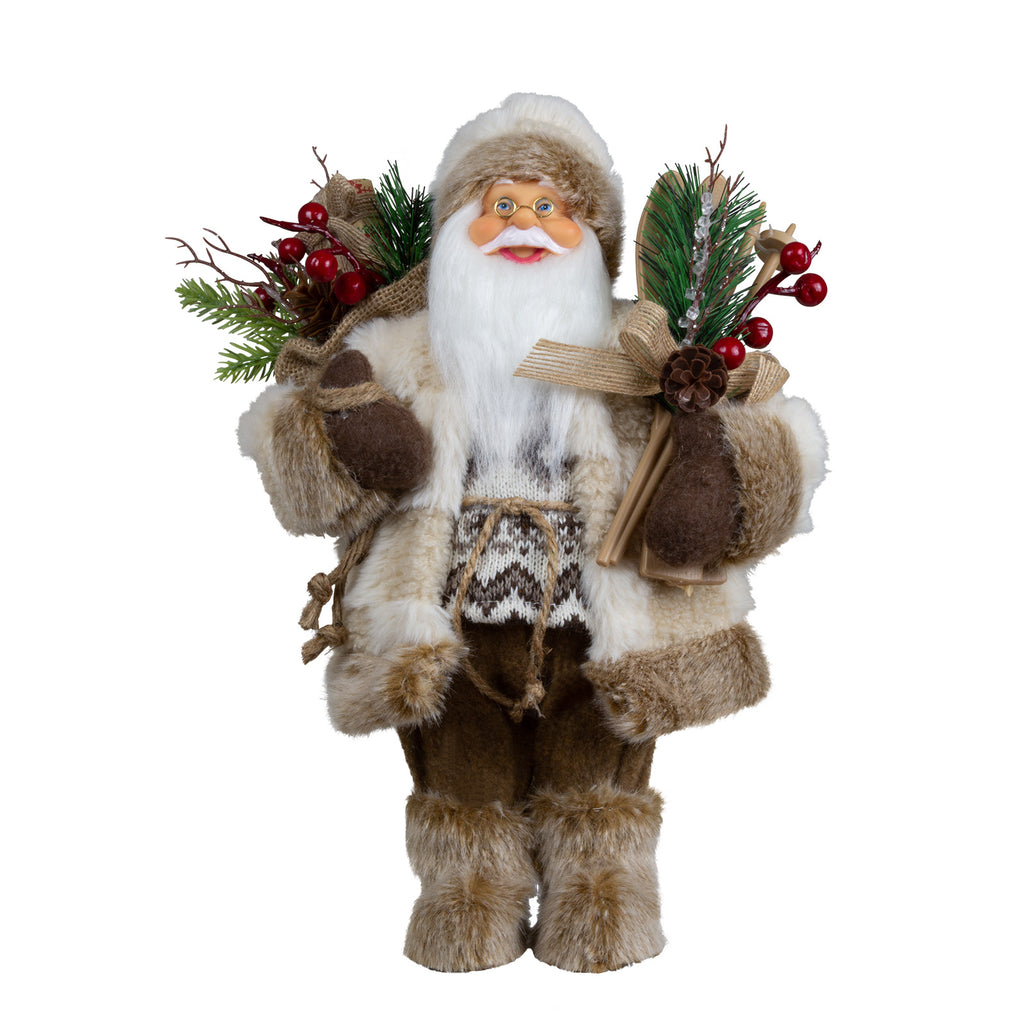 Weihnachtsmann 30 cm Santa mit braunem langem Mantel