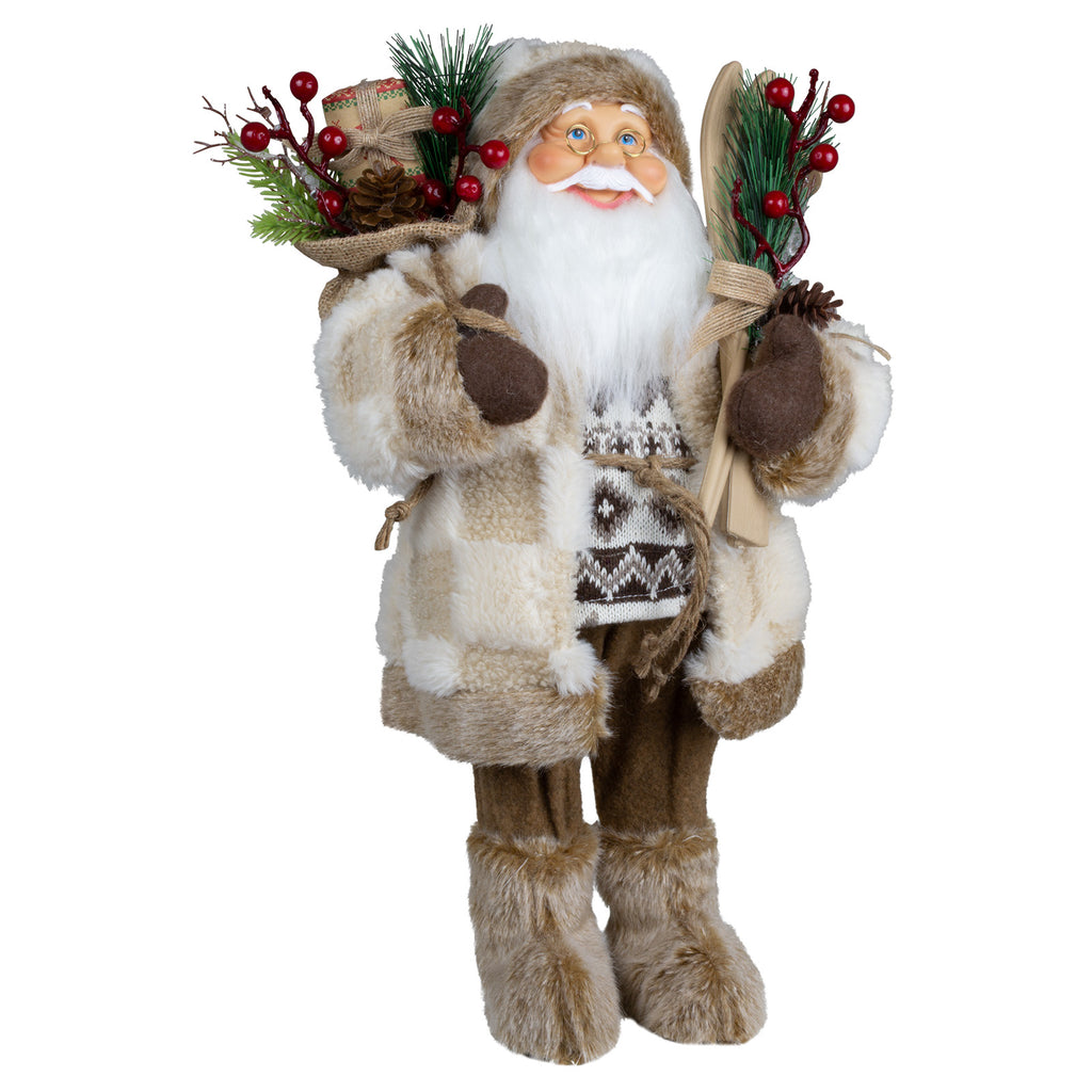 Weihnachtsmann 45 cm Santa mit braunem langem Mantel