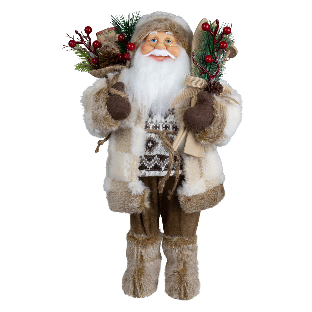 Weihnachtsmann 45 cm Santa mit braunem langem Mantel