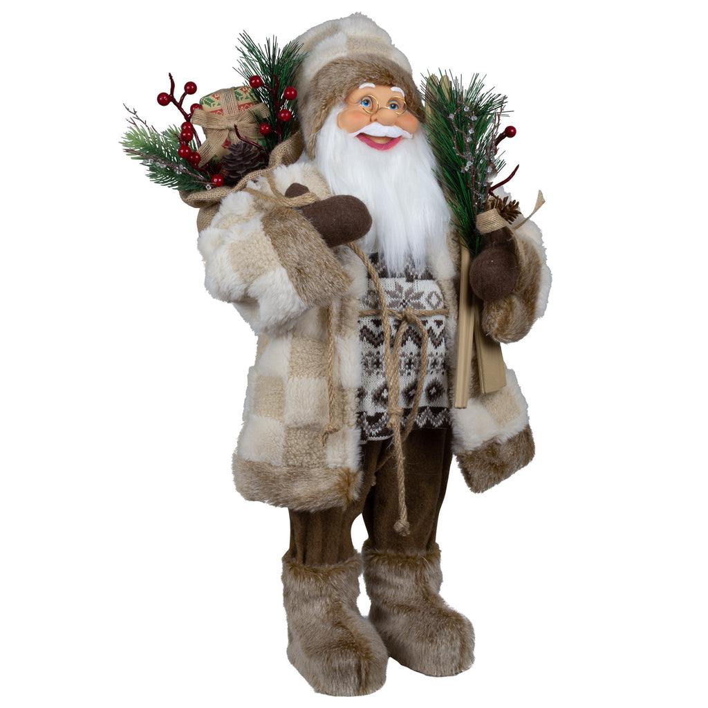 Weihnachtsmann 60 cm Santa mit braunem langem Mantel