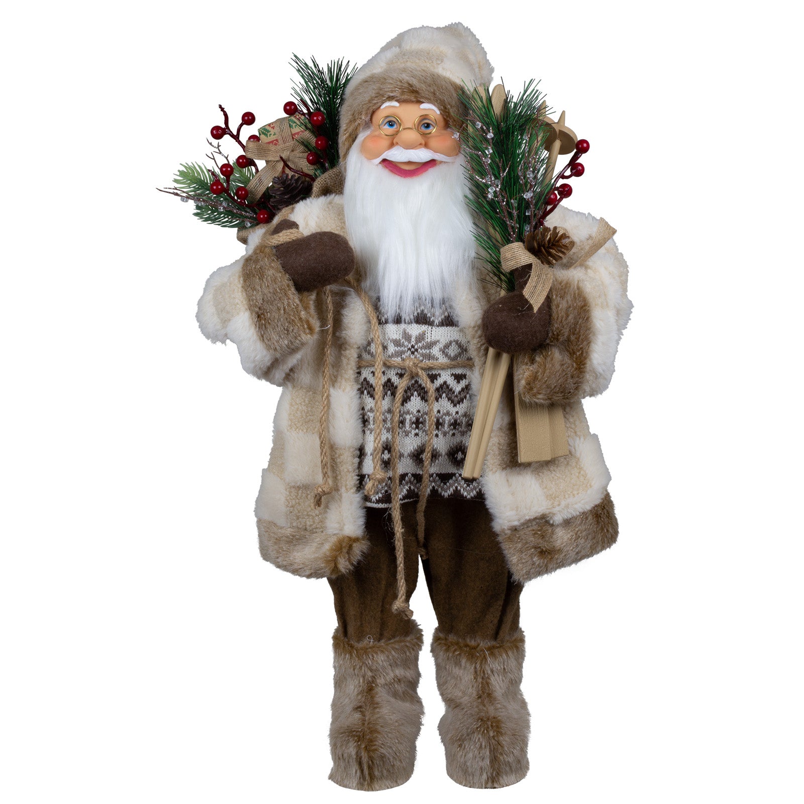 Weihnachtsmann 60 cm Santa mit braunem langem Mantel