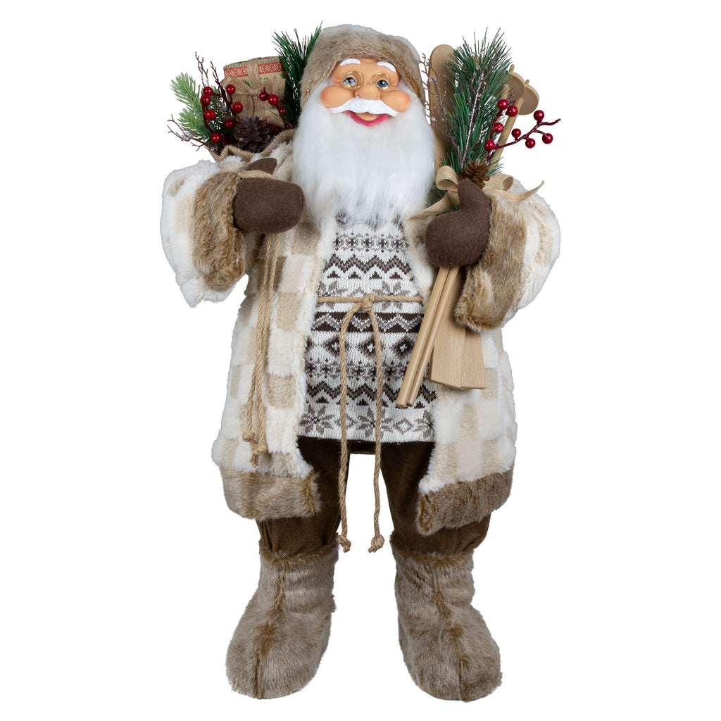 Weihnachtsmann 80 cm Santa mit braunem langem Mantel