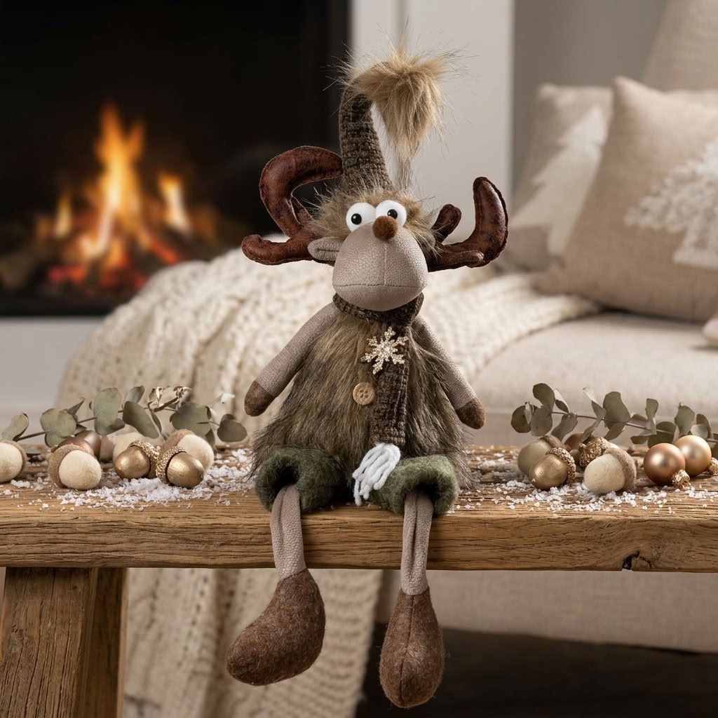 Elch 23cm (52 cm) Kantenhocker - süße Weihnachtsfigur für festliche Stimmung