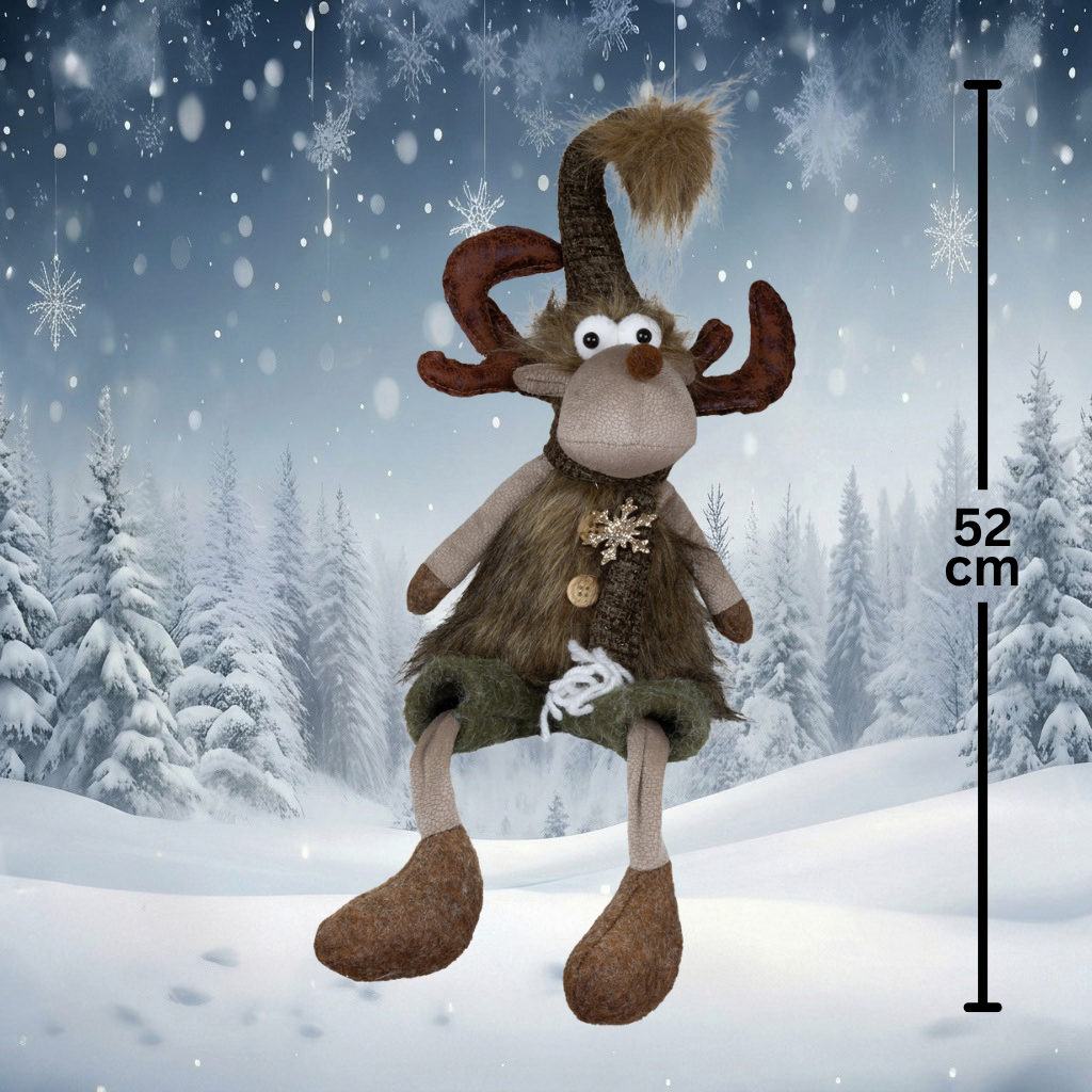 Elch 23cm (52 cm) Kantenhocker - süße Weihnachtsfigur für festliche Stimmung