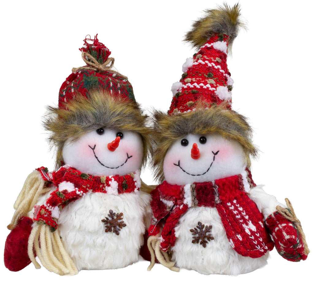 Schneemänner-Paar 25 cm, 2 Designs, festliche Weihnachtsdeko