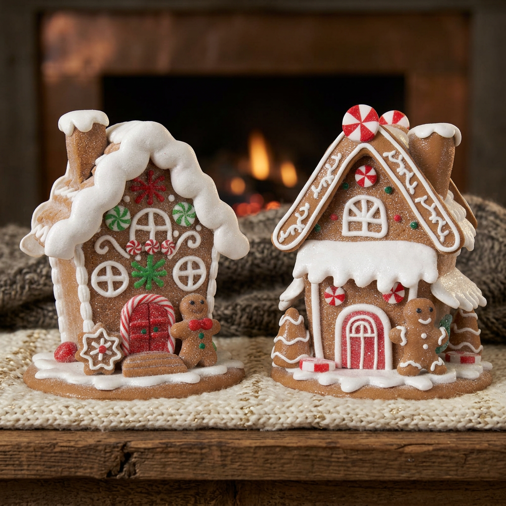 Lebkuchenhaus 14cm 2er Set - Zuckersüße Lebkuchenhäuser in 2 Designs