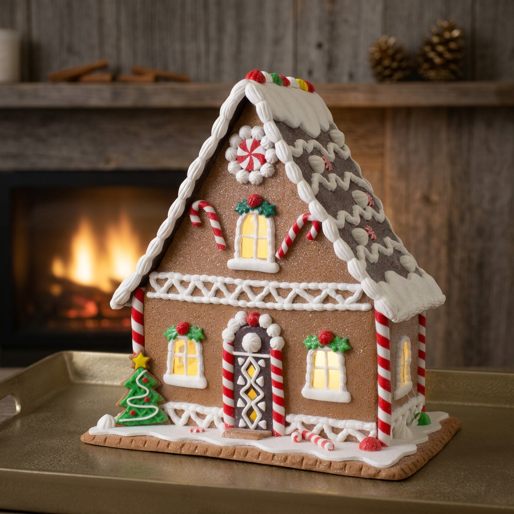 LED Lebkuchenhaus 25 cm – Großes festlich leuchtendes Dekohaus