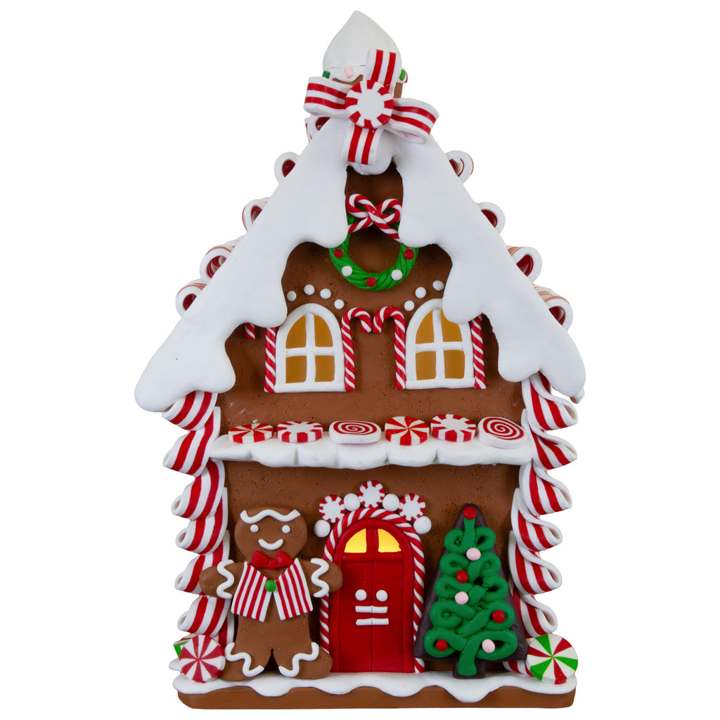 Illuminated Gingerbread House 21 cm – Decorative House with Candy Cane Details