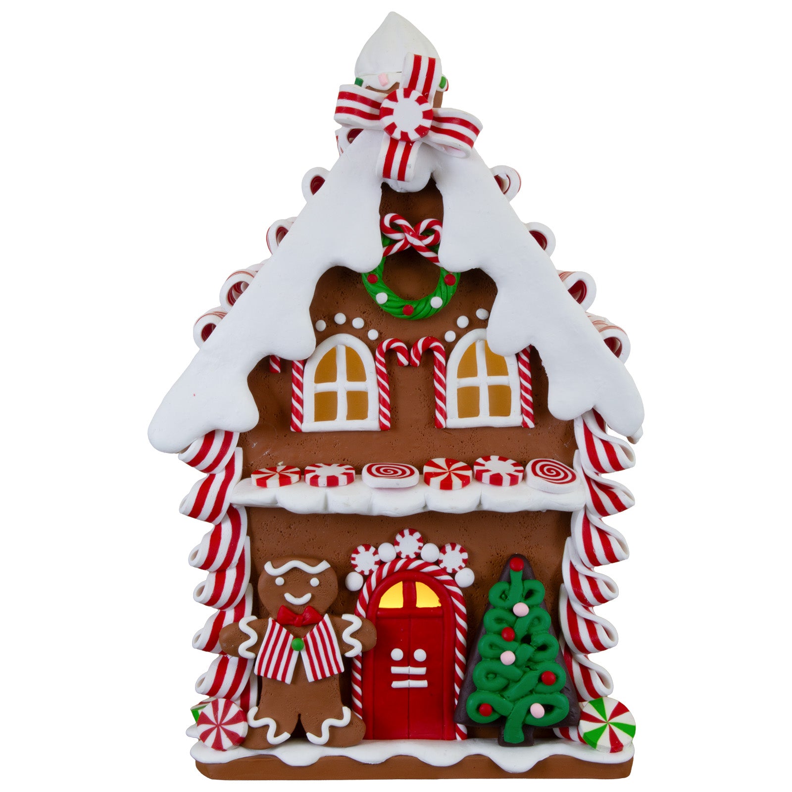 Illuminated Gingerbread House 21 cm – Decorative House with Candy Cane Details