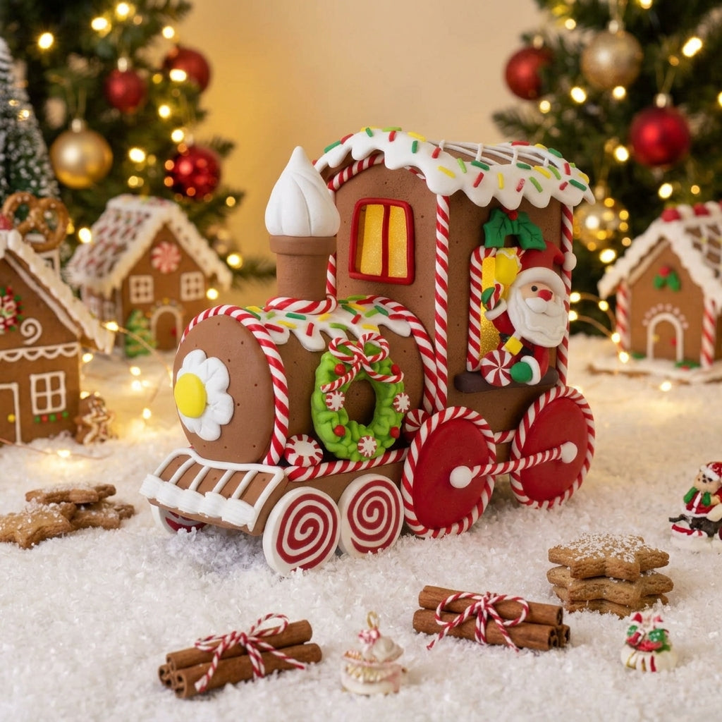 LED Lokomotive 22 cm – weihnachtliche Tischdeko mit LED-Beleuchtung & Timer