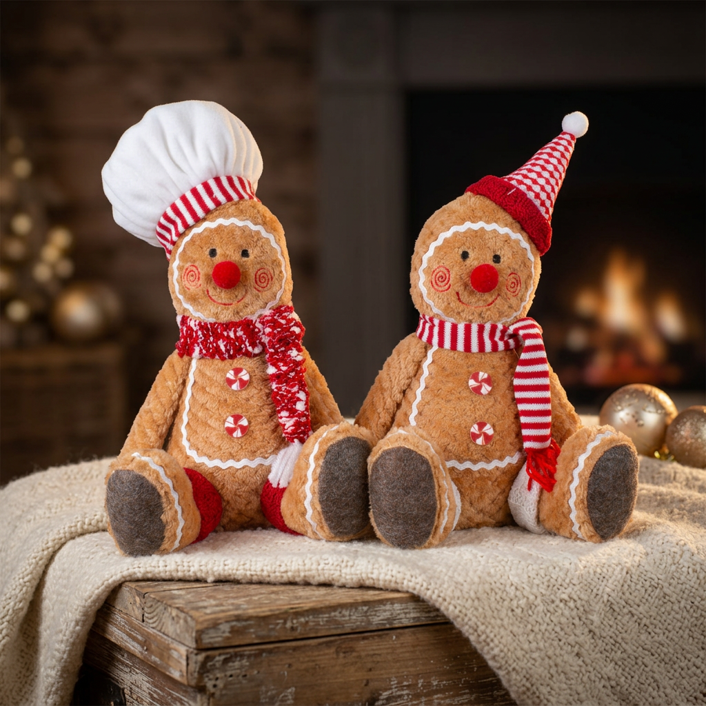 Lebkuchenfiguren zum Sitzen – 2er Paar festliche Designs, 30 cm