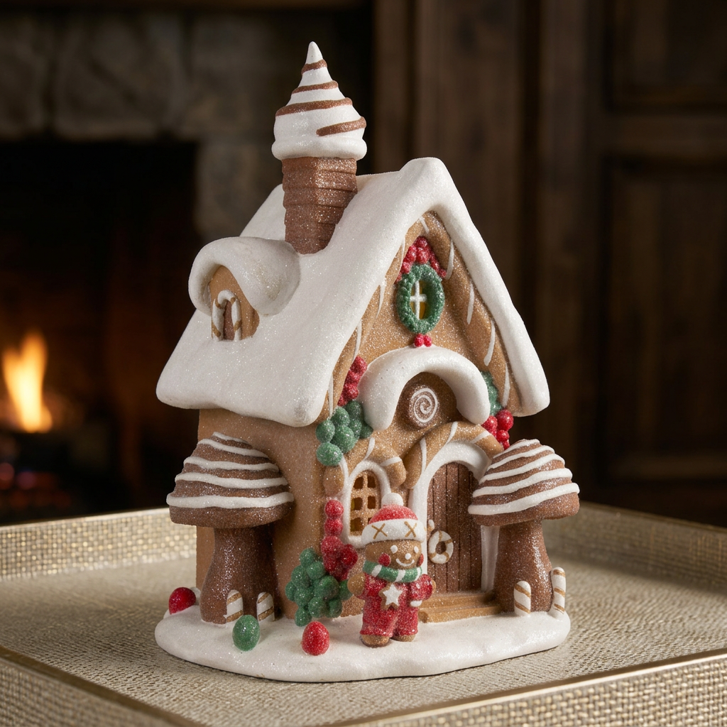 LED Gingerbread House 30 cm – Illuminated Decorative House with Gingerbread Man | Christmas Decoration
