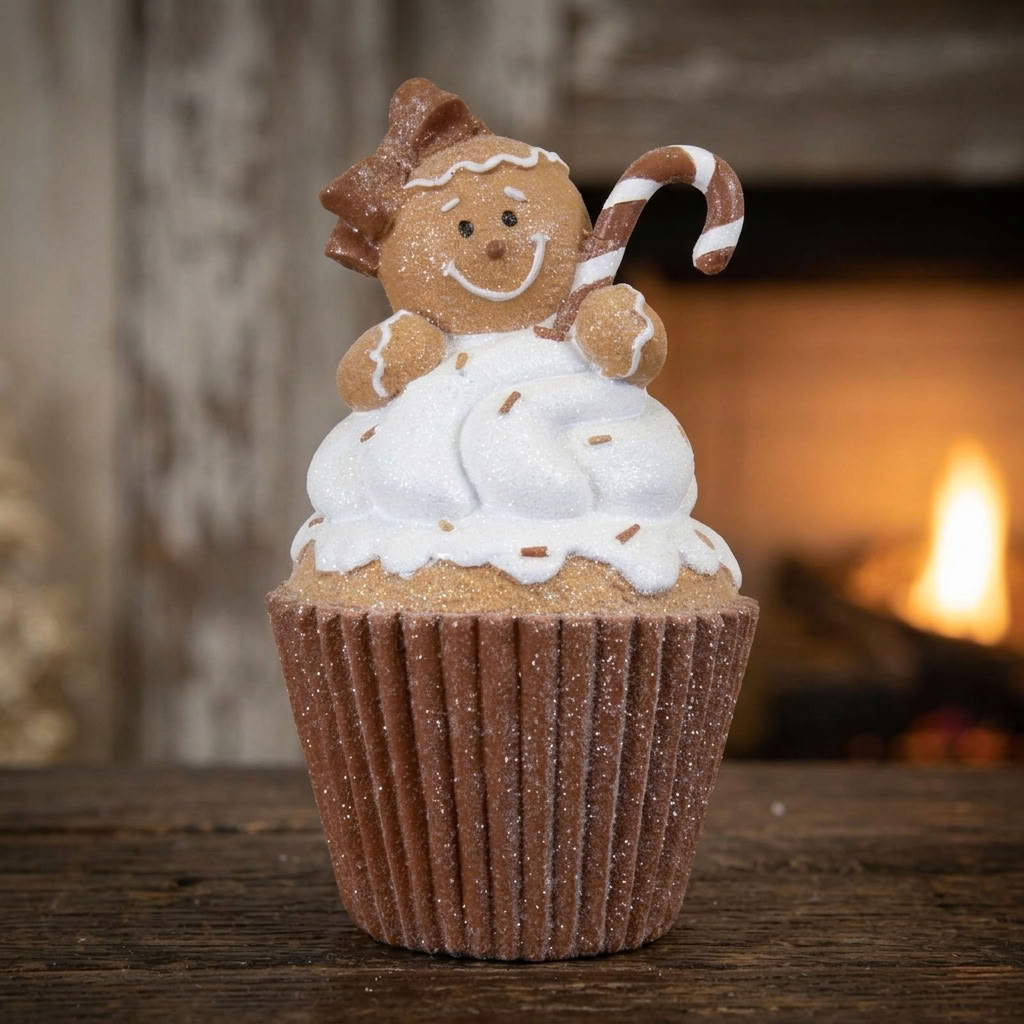 Lebkuchenfigur mit Muffin 15 cm | Weihnachtliche Tischdekoration