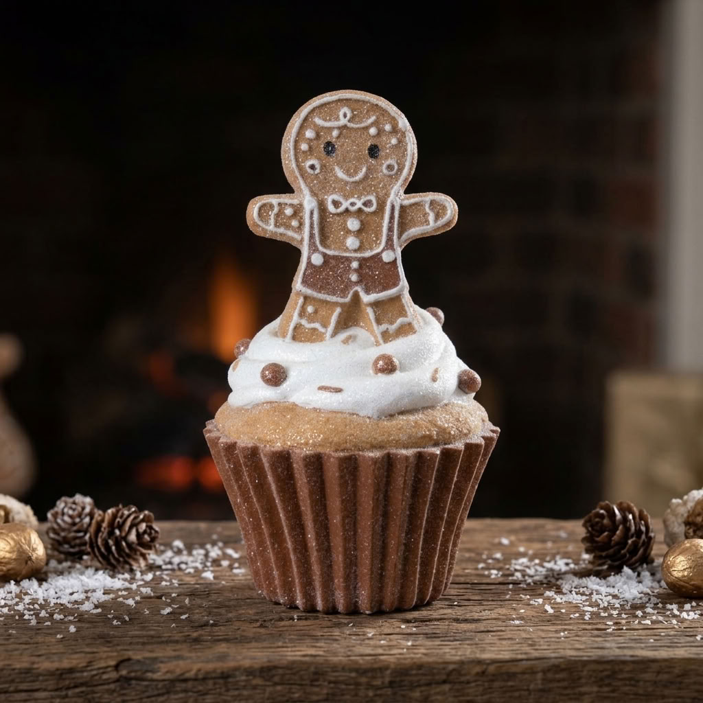 Muffin with gingerbread figure 15 cm | Christmas table decoration