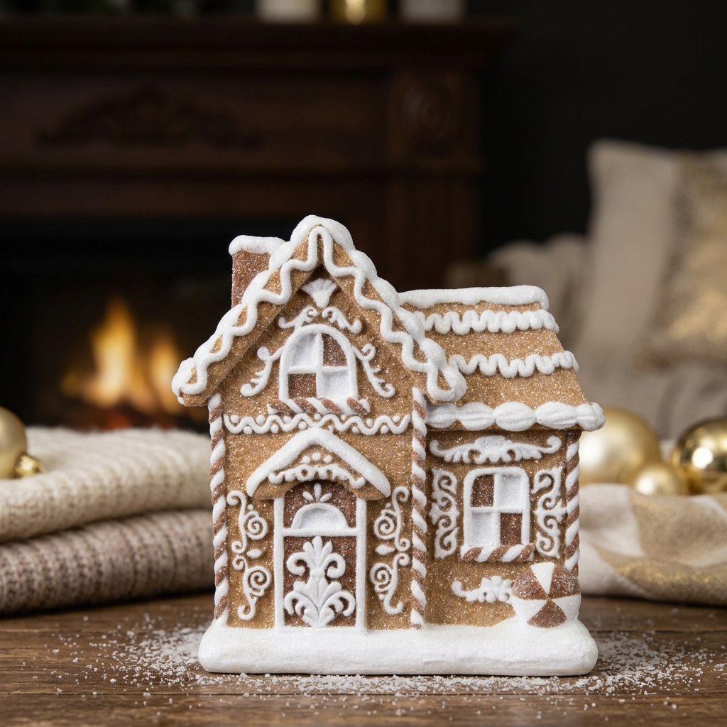 Gingerbread House 13 cm Brown – Detailed Decorative House | Christmas Decoration