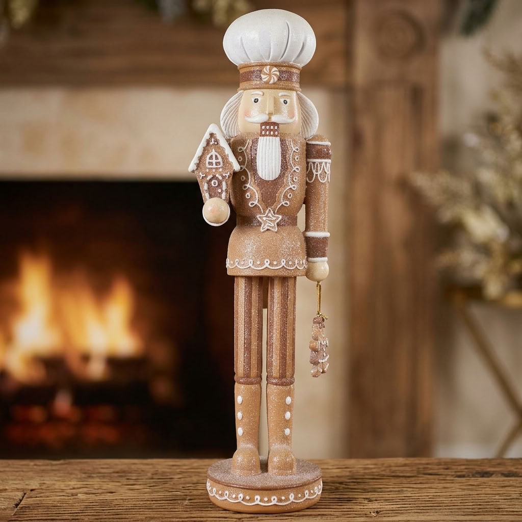 Nutcracker Baker 45 cm with Gingerbread House | Christmas Decoration
