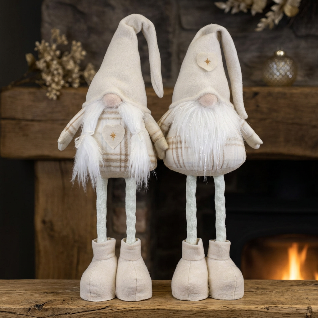 Christmas Gonks with Telescopic Legs 45–66cm (60-80cm), 2 Designs | Christmas Decoration