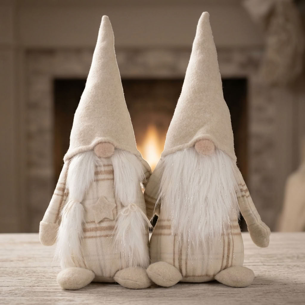 Christmas gnome sitting 55 cm – 2 designs with long pointed hats, fluffy beard & large feet