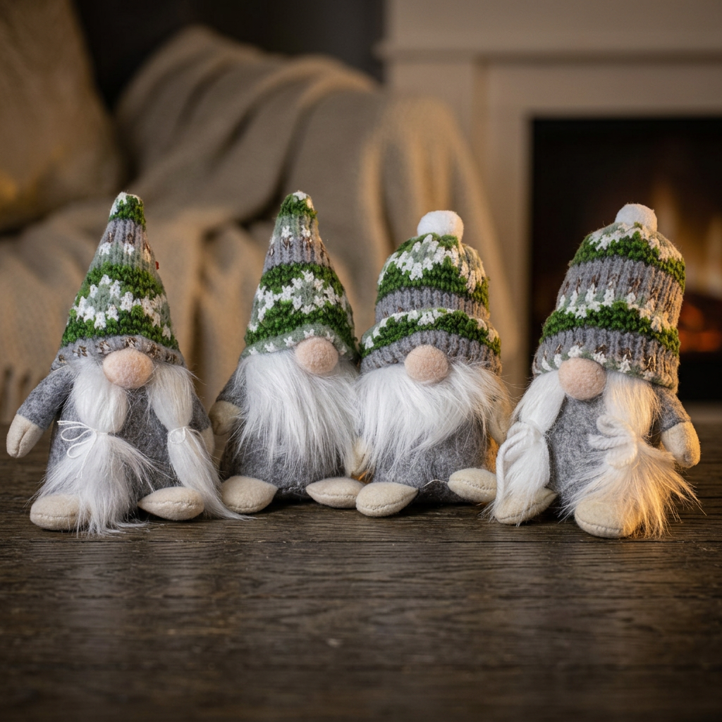 Christmas Gnomes 14 cm, 4 sitting designs, set of 4 | Christmas Decoration