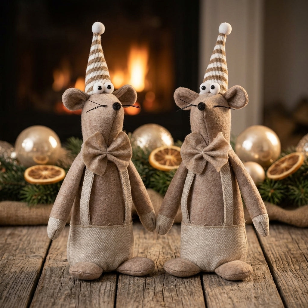 Christmas mouse with bow tie 28 cm standing | Christmas decoration