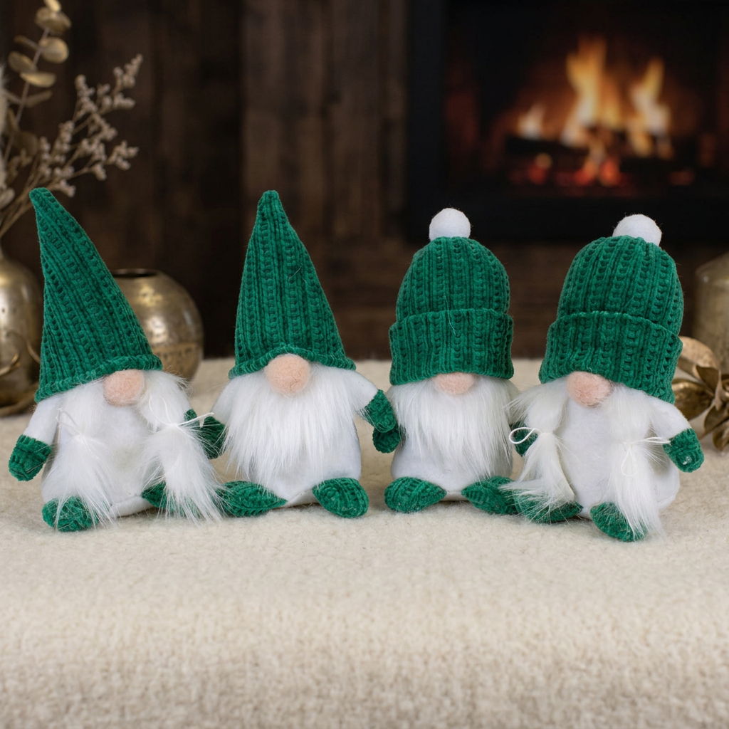 Christmas Gnomes 14 cm, 4 Designs, sitting, 4 pieces | Christmas Decoration