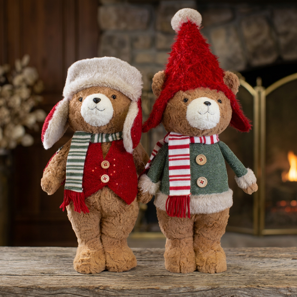 Christmas bears, 2 designs, 42 cm (50 cm), standing, 2 pieces | Christmas decoration