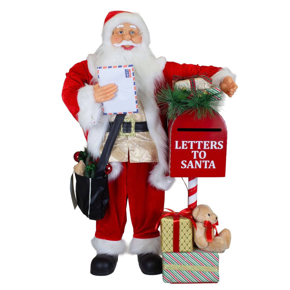 Weihnachtsmann 90cm Briefkasten mit LED + Musik