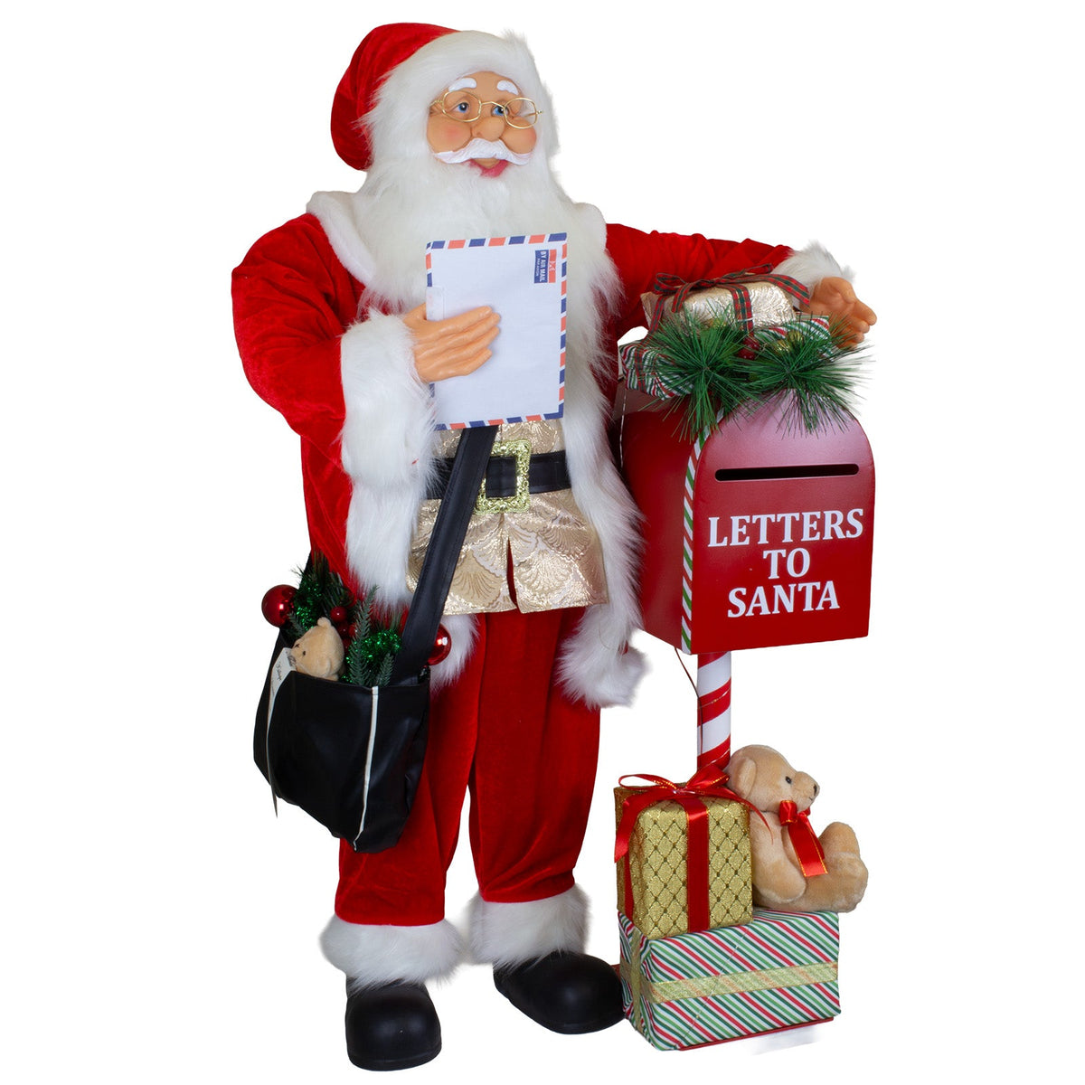 Weihnachtsmann 90cm Briefkasten mit LED + Musik