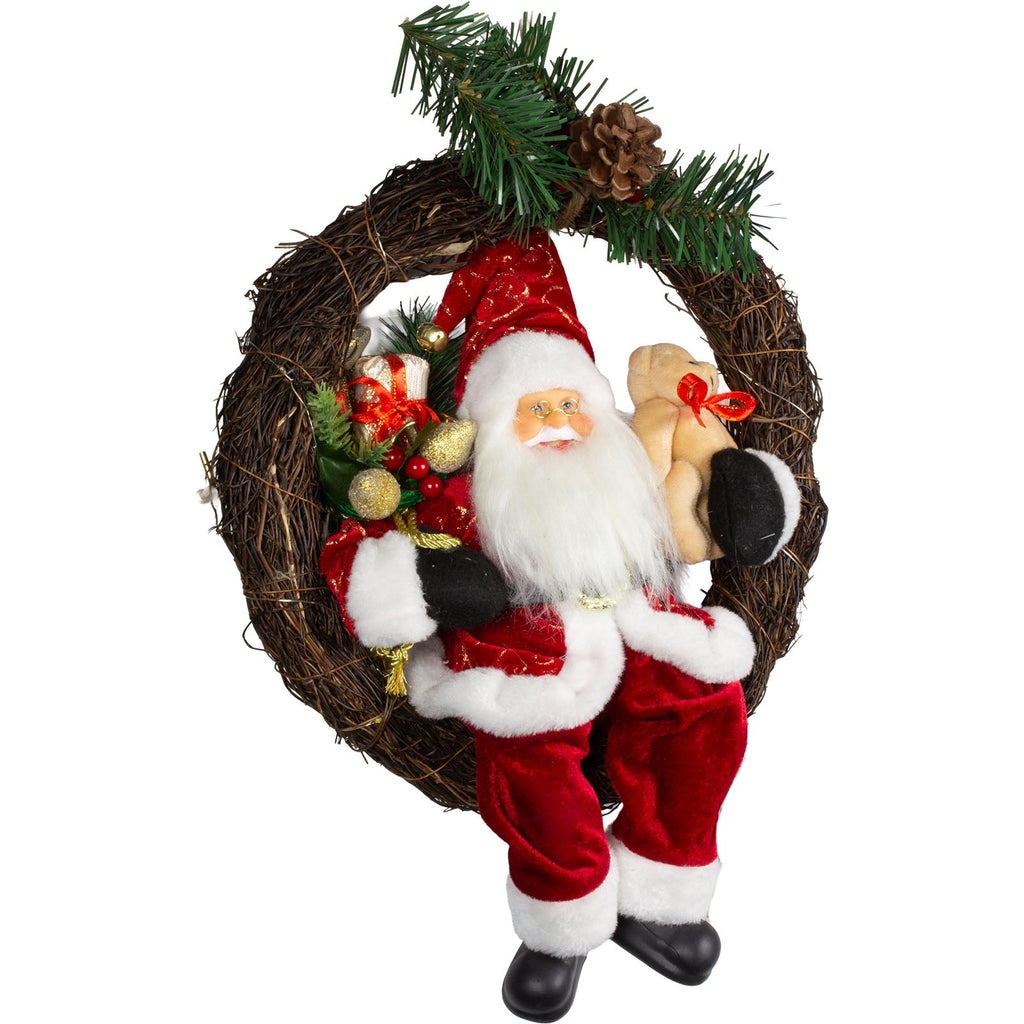 Weihnachtsmann 30cm im Kranz mit LED
