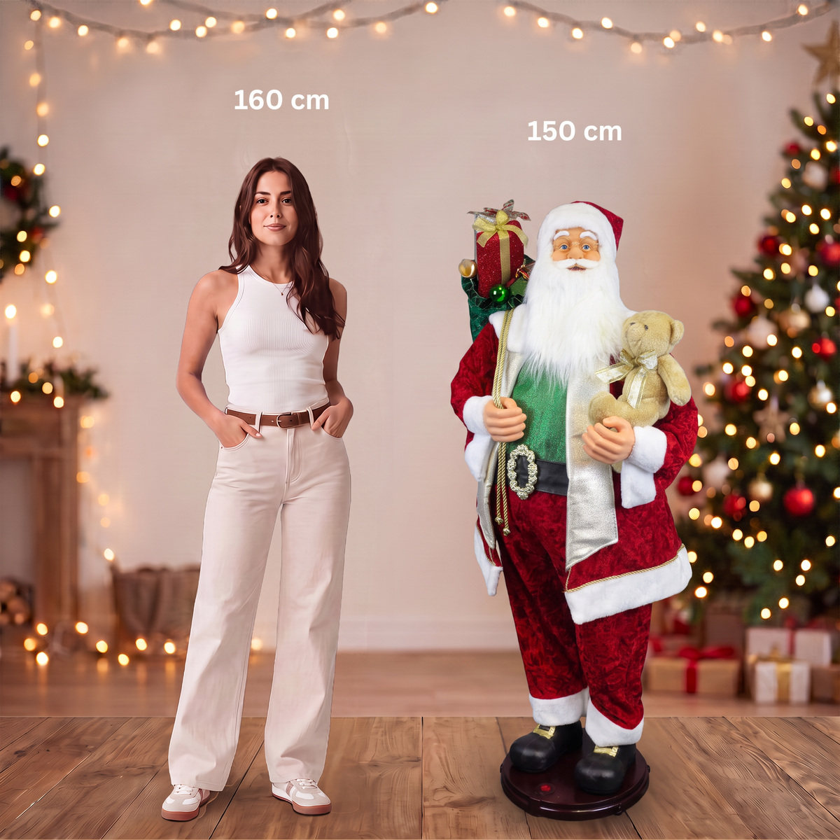 Animierter tanzender Weihnachtsmann ca.150cm – Santa mit Animation & Musik
