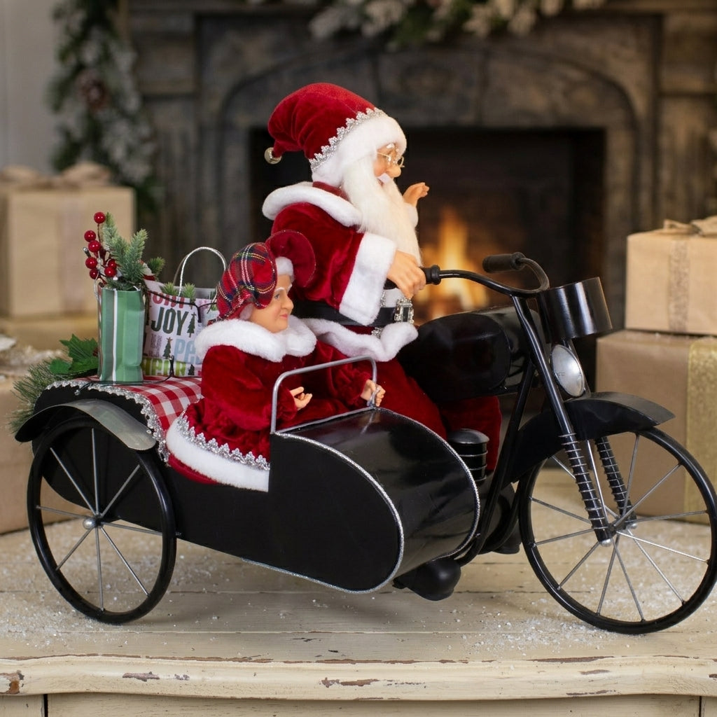 Santa Claus on Motorcycle 80 cm – With Animation, Music & LED | Christmas Decoration