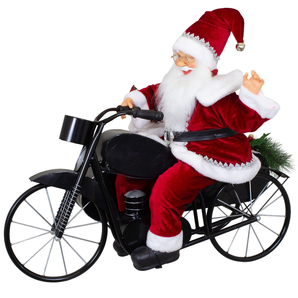 Weihnachtsmann 80cm auf Motorrad mit Animation