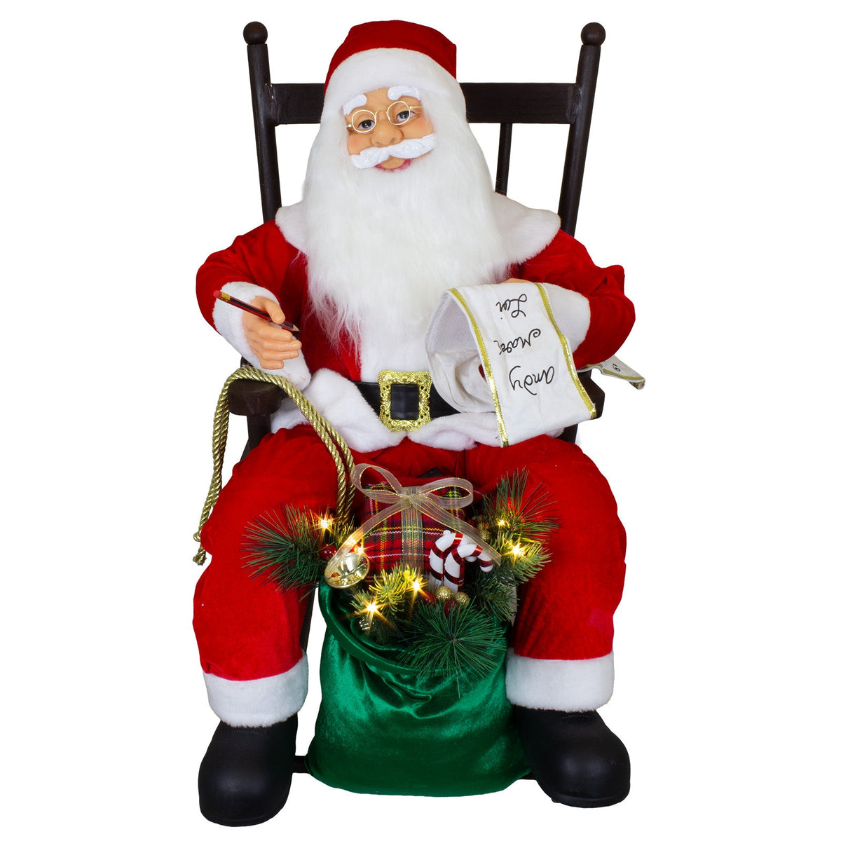 Weihnachtsmann 80cm auf Stuhl mit Animation