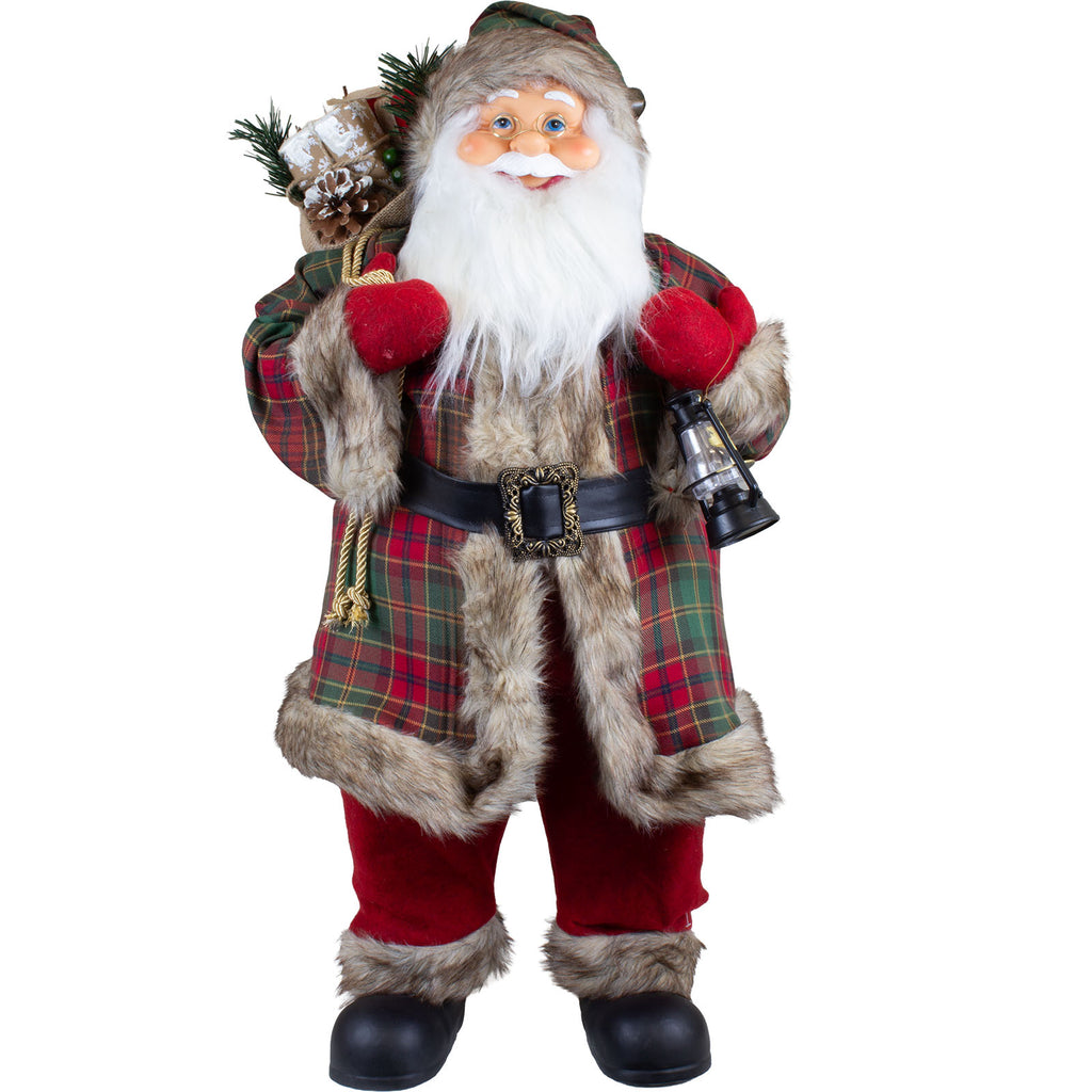Weihnachtsmann Figur 80 cm – Santa mit Laterne und Geschenkesack