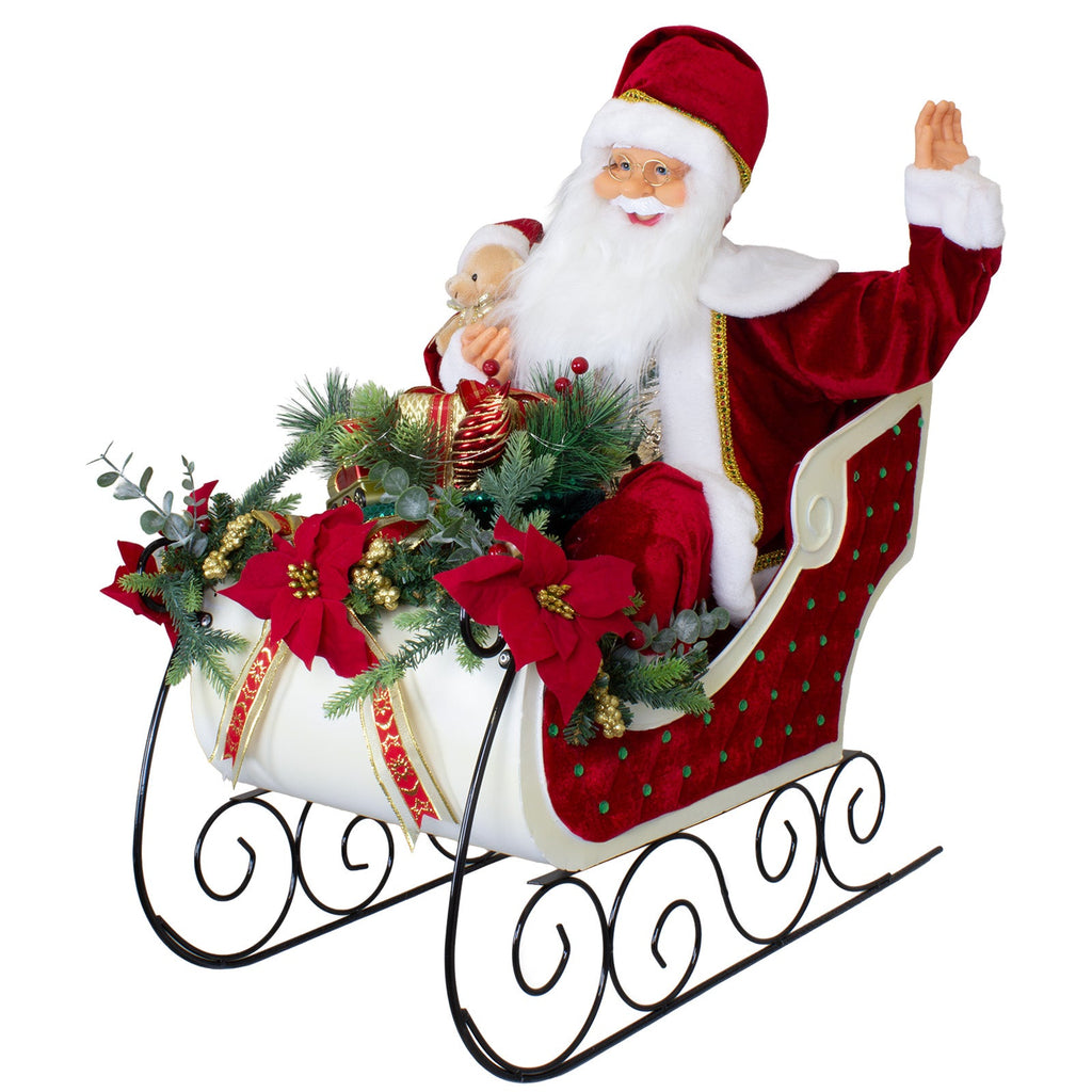Weihnachtsmann auf Schlitten 80cm mit Animation