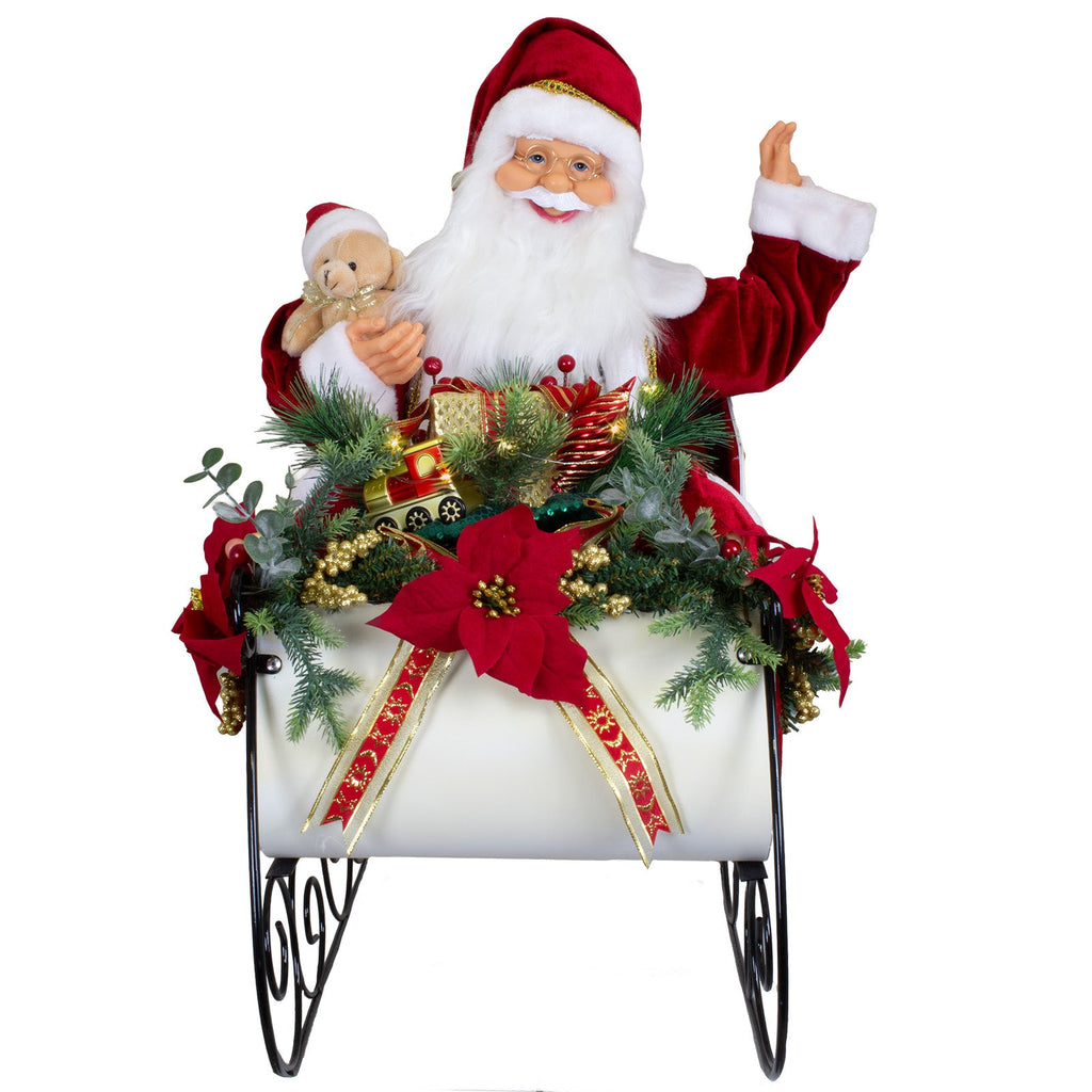 Weihnachtsmann auf Schlitten 80cm mit Animation