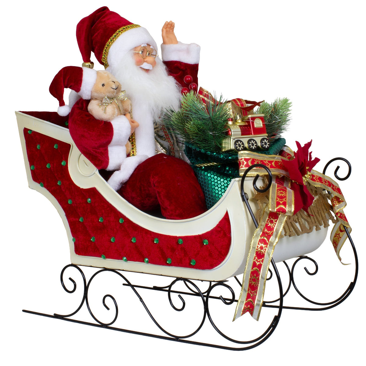 Weihnachtsmann auf Schlitten 60cm mit Animation