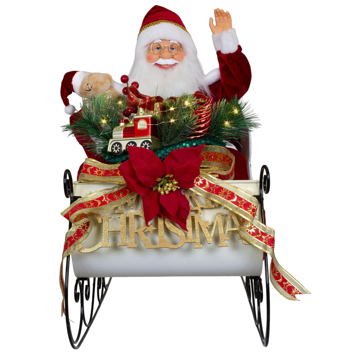 Weihnachtsmann auf Schlitten 60cm mit Animation