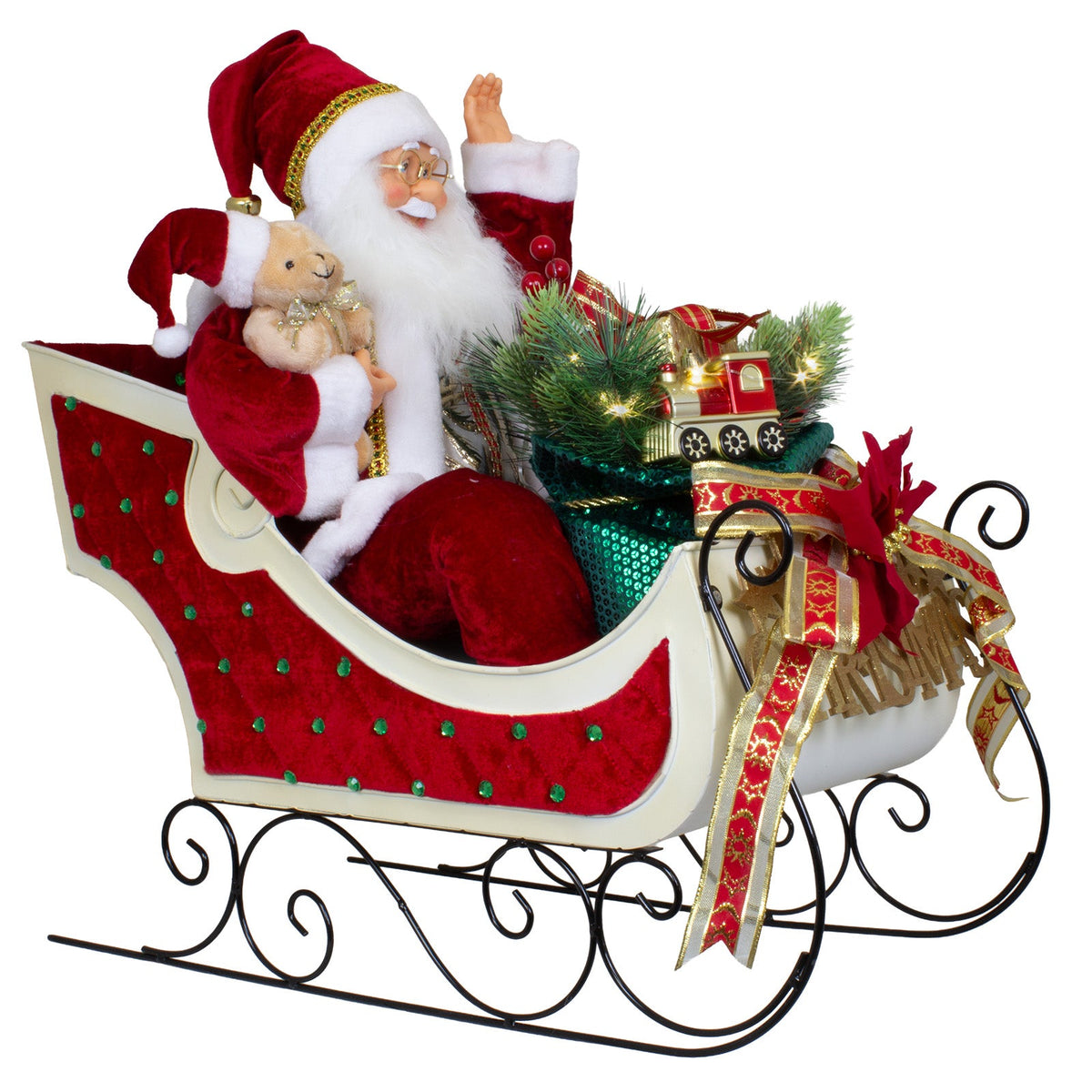 Weihnachtsmann auf Schlitten 60cm mit Animation