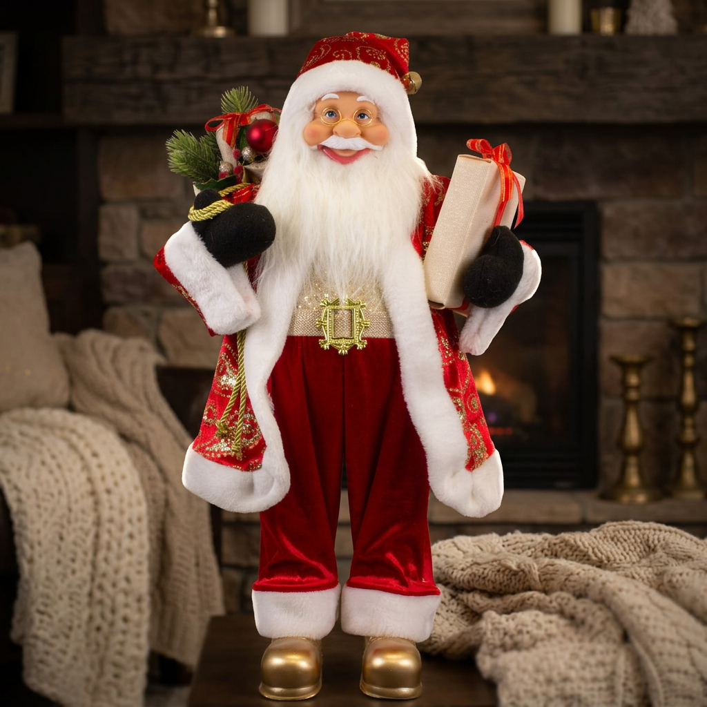 Santa Claus Figurine 60 cm – Santa with Gift and Sack