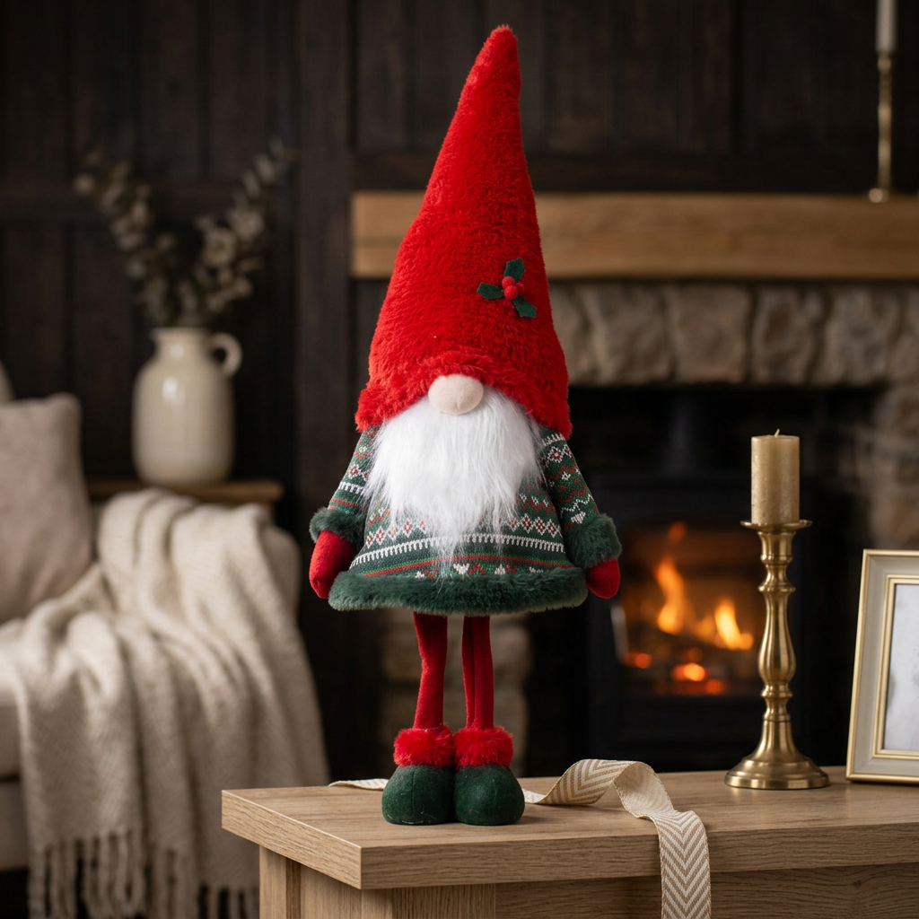 Wobbling Gnome 80 cm – Wobble Gnome in Red-Green | Christmas Decoration