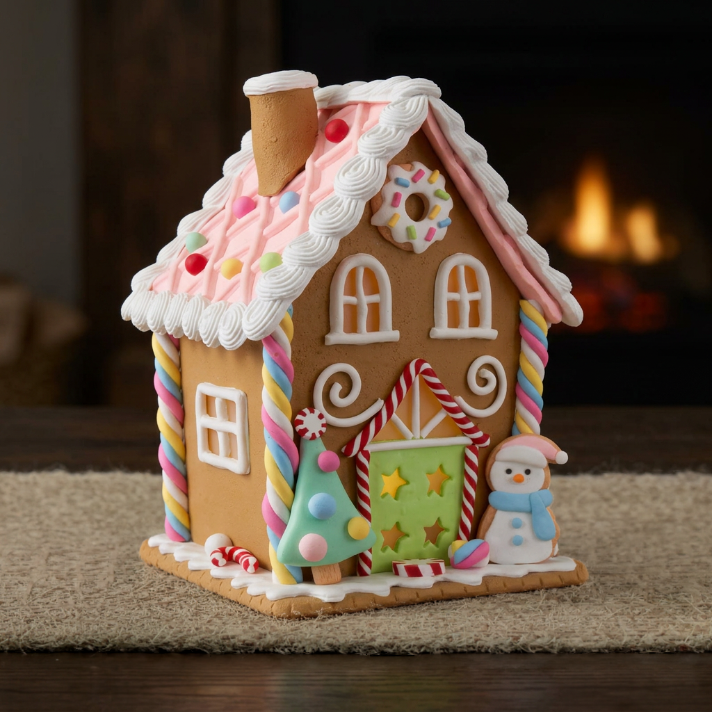 LED Lebkuchenhaus 20 cm braun – Süß leuchtendend mit Verzierungen