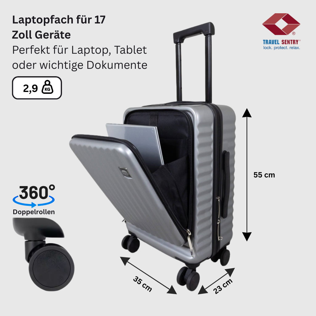 Businesstrolley Handgepäck 2 Farben silbergrau anthrazit