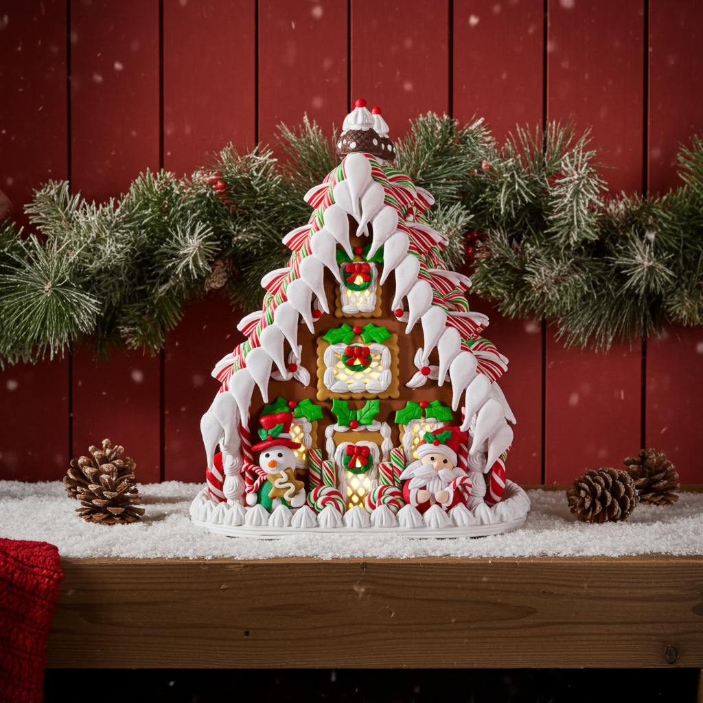 LED Lebkuchenhaus 26cm bunt